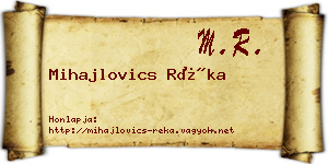 Mihajlovics Réka névjegykártya